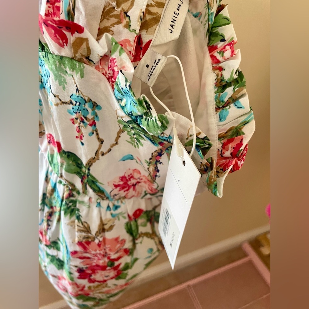 NWT Janie and Jack two strap top TROPICAL FLORAL BOW TOP size 8T - Picture 2 of 4